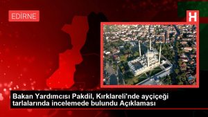 Bakan Yardımcısı Pakdil, Kırklareli’nde ayçiçeği tarlalarında incelemede bulundu Açıklaması