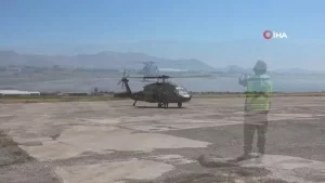 Erzincan’da helikopterle trafik kontrolü