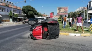 Kırmızı ışık ihlali yapan ATV arabayla çarpışıp takla attı: 1 yaralı