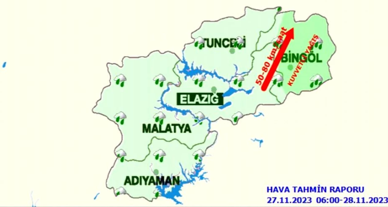 Bingöl için kuvvetli yağış ve rüzgar uyarısı